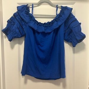 Lilly Pulitzer Royal Blue Ruffled Blouse